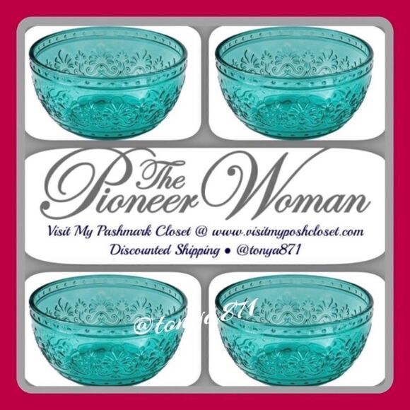 🦋 New Pioneer Woman Cassie
Glass Teal Blue Dinner Plates, Set of 4 - Picture 1 of 8